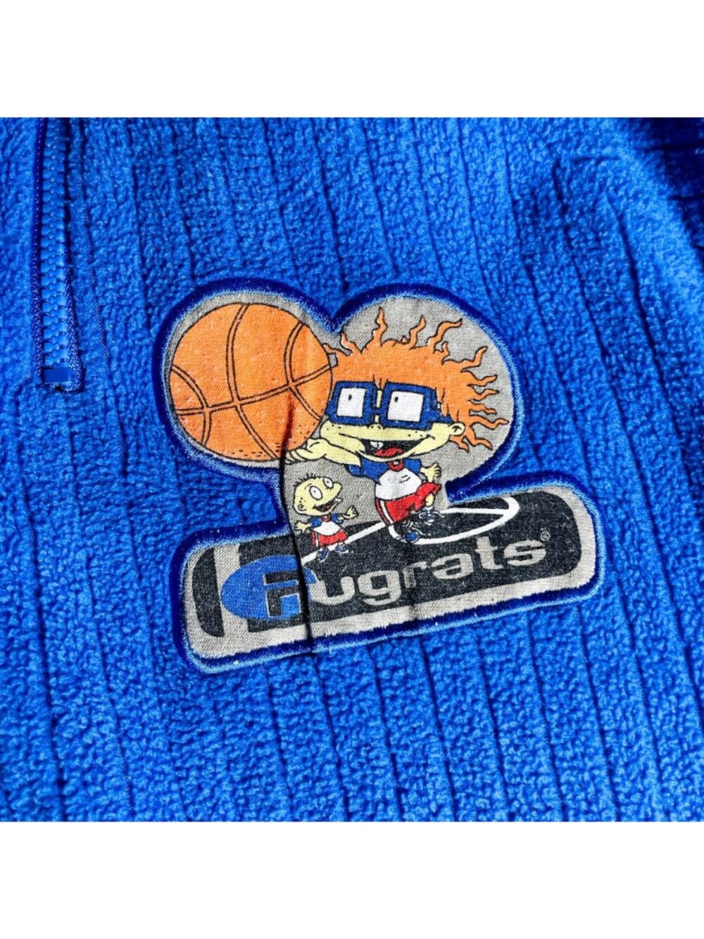 Vintage Y2K Rugrats Blue Fleece 1/4 Zipper Pullover Sweatshirt Jacket Y12 / XS - Picture 3 of 7